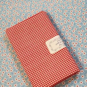 Turquoise Floral with Daisies - Accent - Red Gingham Fat Quarter