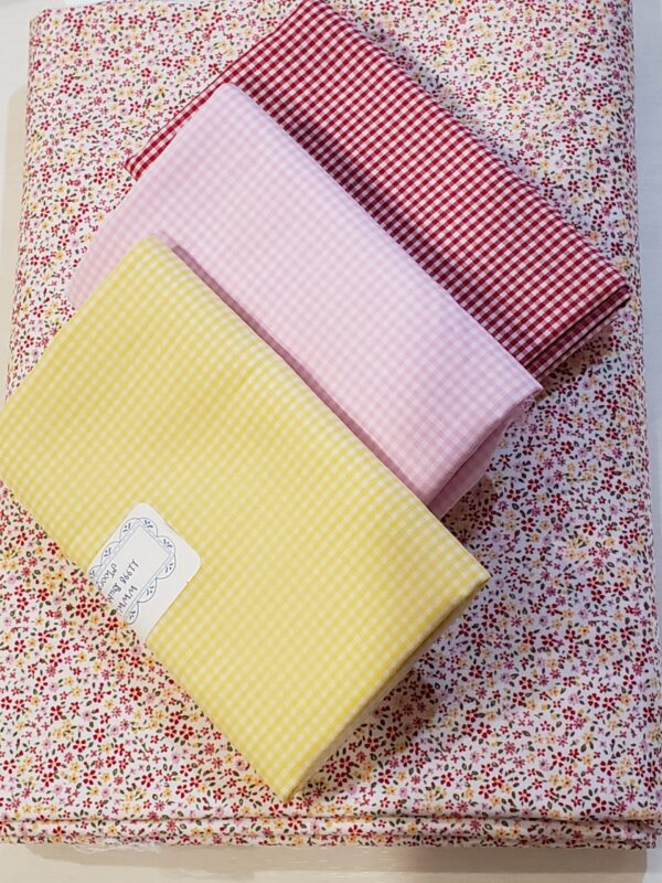 White with Red and Pink Flowers - Accent Gingham