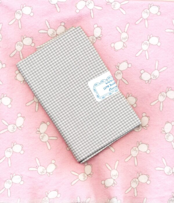 Pink with Rabbits Soft Flannel-Accent - Grey Gingham Fat Quarter