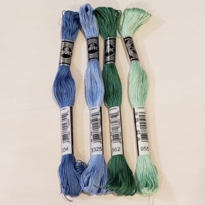 Blue Floral Lawn Accent- Coton a Broder Thread